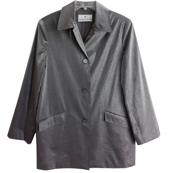 Vintage Valerie Stevens Shimmering Pewter Gray Evening Jacket L - Picture 1 of 7